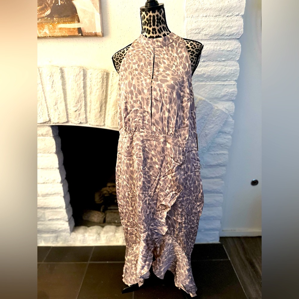 Good American Leopard Print Halter Dress